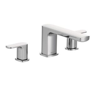Moen T935 Rizon Roman Tub Faucet, 10 in Center, Chrome, 2 Handles