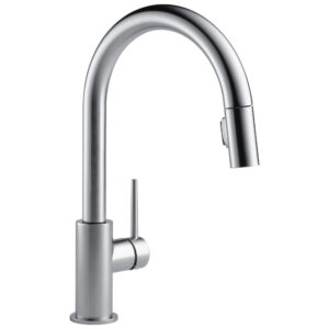 Delta® 9159-AR-DST Trinsic Pulldown Kitchen Faucet, 1.8 gpm, Arctic Stainless Steel, Single Handle, 1 or 3 Faucet Holes, Commercial