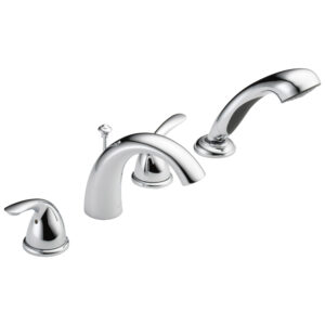 Delta® T4705 Classic Roman Tub Trim With Hand Shower, 2 gpm, 8 to 16 in Center, 5-7/8 in Reach 5-3/16 in H x Spout, Polished Chrome