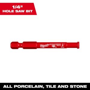 Milwaukee® 49-56-0505 1-Piece Continuous Grit Edge Diamond Hole Saw, 1/4 in Dia, 1/4 in D Cutting, Red