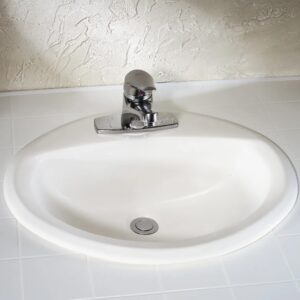 American Standard® 0476028.020 Aqualyn® Drop-In Sink With 4-Inch Centerset, Oval, Front Overflow, 16 x 10 x 5 in, White