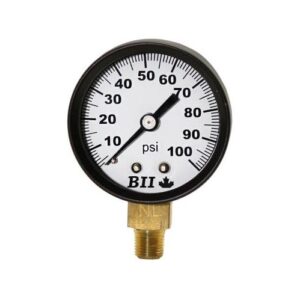 Boshart Industries PG-160NL Dry Pressure Gauge, 0 to 160 psi, 1/4 in Connection, 2 in Dia Dial, 3%-2%-3% Grade B Accuracy, 2 psi Graduation, Black
