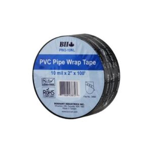 Boshart Industries PW2-10NL All Weather Pipe Wrap Tape, 100 ft L 2 in W, 10 mil THK, Black