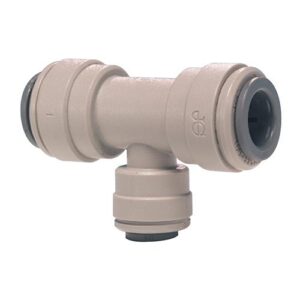 John Guest® PI301208S Push-Fit Reducing Tee, 3/8 x 1/4 in, Tube OD, Acetal, Gray