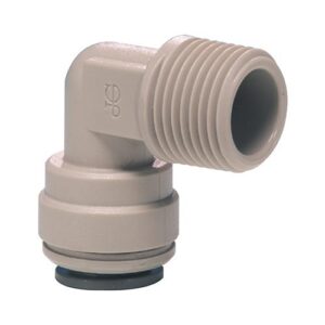 John Guest® PI480822S-US Push-Fit Rigid Elbow, 1/4 in, Tube OD x NPTF Thread, Acetal, Gray