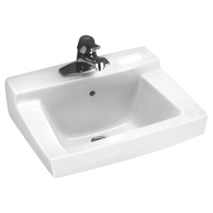 American Standard 0321975.020 Declyn Bathroom Sink, Rectangular, 4 in Faucet Hole Spacing, 18-1/2 in L x 17 in W x 8-1/2 in H, Wall Mount, Vitreous China, White