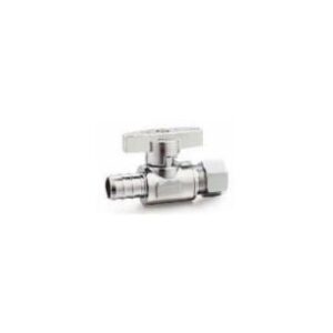 BMI® 09637 Straight Stop Ball Valve, 1/2 x 1/4 in, PEX x OD Compression, 1/4 Turn, Brass Body, EPDM