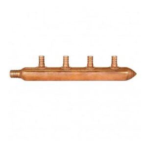 Sioux Chief 672X0490 Manifold, 3/4 x 1/2 in, 4 Outlets, PEX, Closed, Copper
