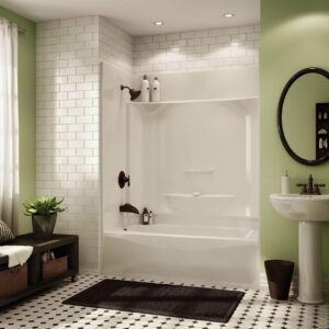 MAAX® 145013-000-002-594 Professional KDTS 3260 AFR Four-Piece Tub Shower, 59-1/2 in L x 32 in W x 81-3/4 in H, AcrylX Applied Acrylic/Fiberglass, White, Left-Hand Drain