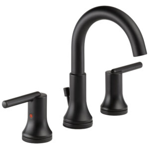 Delta® 3559-BLMPU-DST Trinsic Two Handle Widespread Bathroom Faucet, 1.2 gpm, 7-3/4 in H x Spout, 4 to 16 in Center, Matte Black, 2 Handles, Pop-Up Drain