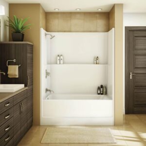 MAAX® 105674-000-002-001 Professional TSEA Plus One-Piece Tub Shower, 59-3/4 in L x 32 in W x 78 in H, AcrylX Applied Acrylic/Fiberglass, White, Left-Hand Drain