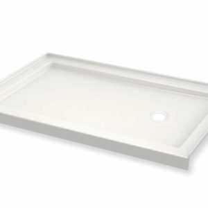 MAAX® 410006-501-001-000 6036 B3Round Alcove Shower Base, 59-7/8 x 35-7/8 x 3 in, Centre Drain, Acrylic, White