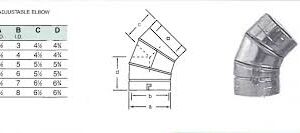 Belvent Manufacturing 110443 45 deg Double Wall Elbow, 4 in