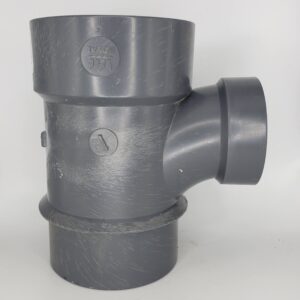 Westlake Pipe & Fittings DH174-1 High-Rise Sanitary Tee, 4 x 1-1/2 in, Spigot x Hub x Hub, PVC