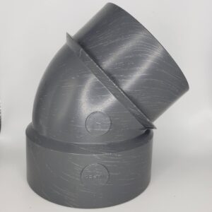 Westlake Pipe & Fittings DH323-060 High-Rise Short Turn 45 deg Elbow, 6 in, Spigot x Hub, PVC