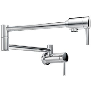 Delta® 1165LF Contemporary Wall-Mount Pot Filler, 4 gpm, Swivel Spout, Polished Chrome, 2 Handles