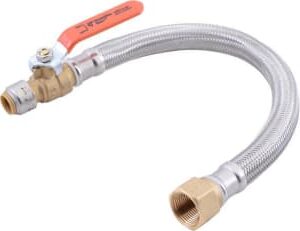 SharkBite Max™ UR3568FX18BVCA Braided Flexible Connector Hose, 1/2 x 3/4 in, Push-Fit x FNPT, 18 in L, 200 psi Working, Stainless Steel/EPDM