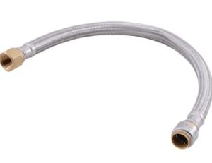 SharkBite Max™ UR3588FX24CA Braided Flexible Connector Hose, 3/4 in, Push-Fit x FNPT, 24 in L, 200 psi Working, Stainless Steel/EPDM