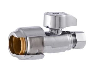 SharkBite Max™ UR23037CA Straight Stop, 1/2 x 3/8 in, Push-Fit x Compression, Brass Body