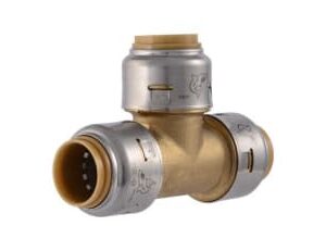 SharkBite Max™ UR362 Push Tee, 1/2 in, Push-Fit, Brass/EPDM/Stainless Steel