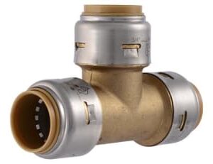 SharkBite Max™ UR370 Push Tee, 3/4 x 3/4 x 3/4 in, Push-Fit, Brass/EPDM/Stainless Steel