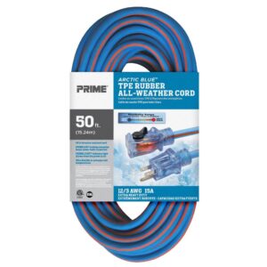 PRIME® LT530830 Locking Extension Cord, 125 VAC, 50 ft L Cord, Blue/Orange