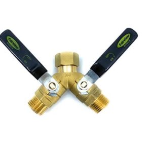 Fairview BV202-W Industrial-Grade Garden Hose 2-Way Splitter, Oversized Handles, Full-Port Valves With HEX Connector, 3/4 in standard GHT