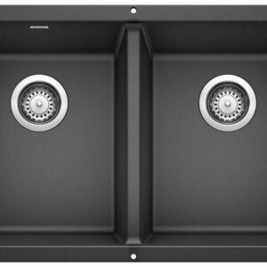 Blanco 400580 Precis U 2 Kitchen Sink, Anthracite, Rectangle Shape, 18-1/8 in L 29-3/4 in W 8 in D Bowl, 15-3/4 in L x 13-3/4 in W x 8 in D, Undermount Mount, Silgranit