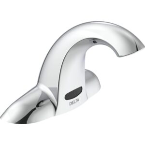 Delta® 591TF0250 Electronic Faucet, Commercial, 0.5 gpm, 4 in H x Spout, 2 Faucet Holes, Chrome