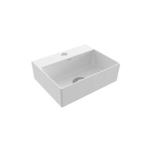BOCCHI 1470-001-0126 Sottile Slim Line Countertop Washbasin, Rectangular, 125 mm H x 294 mm W x 234 mm D, Countertop Mount, Ceramic, Glossy White