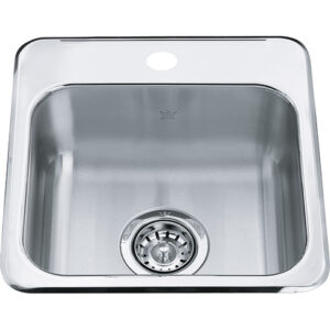 Kindred QSL1515-6-1 Stainless Steel Sink, Rectangular, 13 in L x 11 in W x Bowl x 6 in D Bowl, 1 Faucet Hole