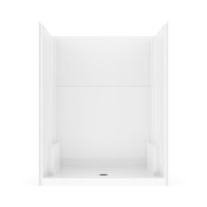 MAAX 107167-000-002-000 Icon One-Piece Alcove Shower, 60 in L x 36 in W x 75-1/2 in H, 1 Piece Centre Drain, White