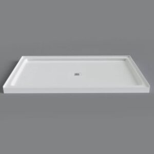 Mirolin SQD6036A1 Strada Shower Base, High Gloss, Centre Drain, 60 in L x 36 in W x 3 in D