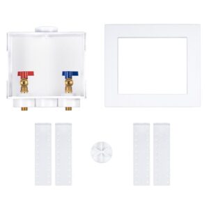 Oatey® 38530 Washing Machine Outlet Box, 1/4 in Turn Valves, 1/2 in CU Connection, Sweat Inlet, Brass/High Impact Polystyrene, White