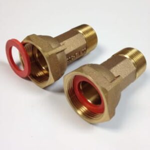 DLM Industries B-303 Straight Coupling Kit, 1 in, Threaded, Brass, With Meter Nut
