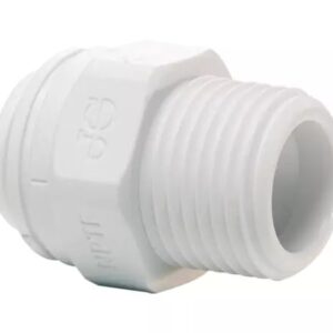 John Guest® PP011223W-US Straight Male Connector, 3/8 x 3/8 in, Tube x NPTF, Polypropylene
