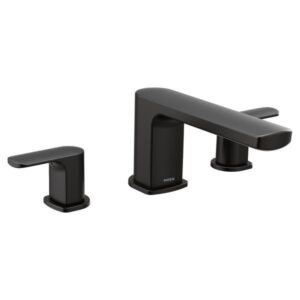 Moen® T935BL Rizon Roman Tub Faucet, 10 in Center, Matte Black, 2 Handles