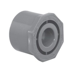 Lasco® 837-210 Flush Socket Reducing Bushing, 1-1/2 x 3/4 in, Spigot x Slip, SCH 80/XH, PVC, Gray