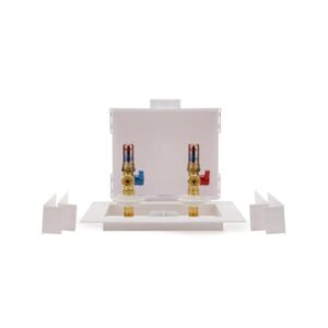 Oatey® 38540 1/4-Turn Washing Machine Outlet Box With Hammer Arrestors, Brass/Polystyrene