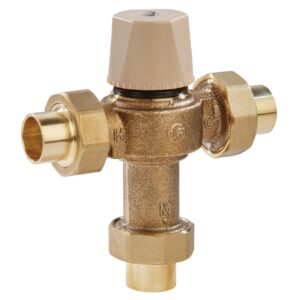 Watts® 0559118 LFMMV Mixing Valve, 3/4 in, Solder Union, 150 psi, 0.5 to 20 gpm Flow, Copper Silicon Alloy Body