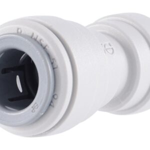 John Guest® PI201612S-US Reducing Union Connector, 1/2 x 3/8 in, Acetal Body/ Nitrile O-Ring, Gray