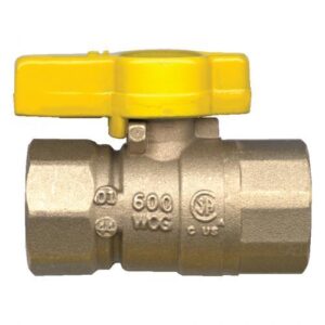GasFlo BV5221-D Gas Ball Valve, Short Handle, 1/2 in, FNPT, Brass Body