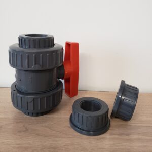 Hytek 31913010 Ball Valve, 1-1/4 in, Socket x Thread, PVC Body, True Union Port, EPDM