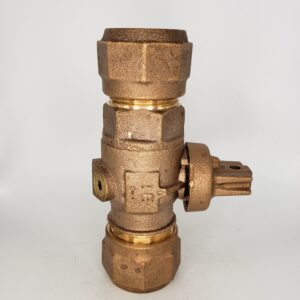 CAMBRIDGE BRASS™ 203NL-H4H4 Curb-Stop Ball Valve, 1 in CTS, CB Pak Joint x CB Compression, Full-Port, Lead-Free Brass, EDPM/Buna-N