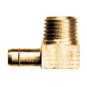 Fairview 969-4A 90 deg Pipe Elbow, 1/4 x 1/8 in, Barbed x MNPT, Brass