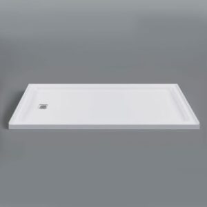 Mirolin SQD6032LA1 Strada Shower Base, High Gloss, Left Drain, 60 in L x 32 in W x 3 in D