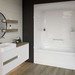 Mirolin KD53L1 Empire Acrylic Tub Shower, Rectangular, 59-1/2 in L x 31 in W, Left Drain, White