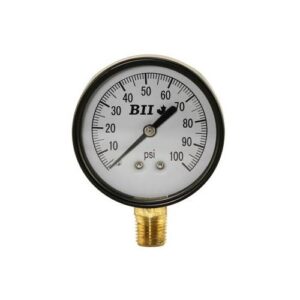 Boshart Industries PG25-30NL Dry Pressure Gauge, 0 to 30 psi, 1/4 in Connection, 2-1/2 in Dia Dial, 3%-2%-3% Grade B Accuracy, 0.5 psi Graduation, Black