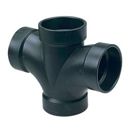 Approved Vendor 5415 ABS DWV Double Sanitary Tee, 1-1/2 in, Hub, Black