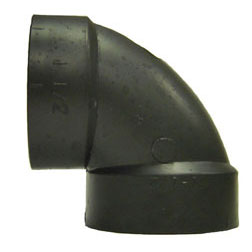 Approved Vendor 5444 ABS DWV 90 deg Elbow, 1-1/2 in, H x H, Black